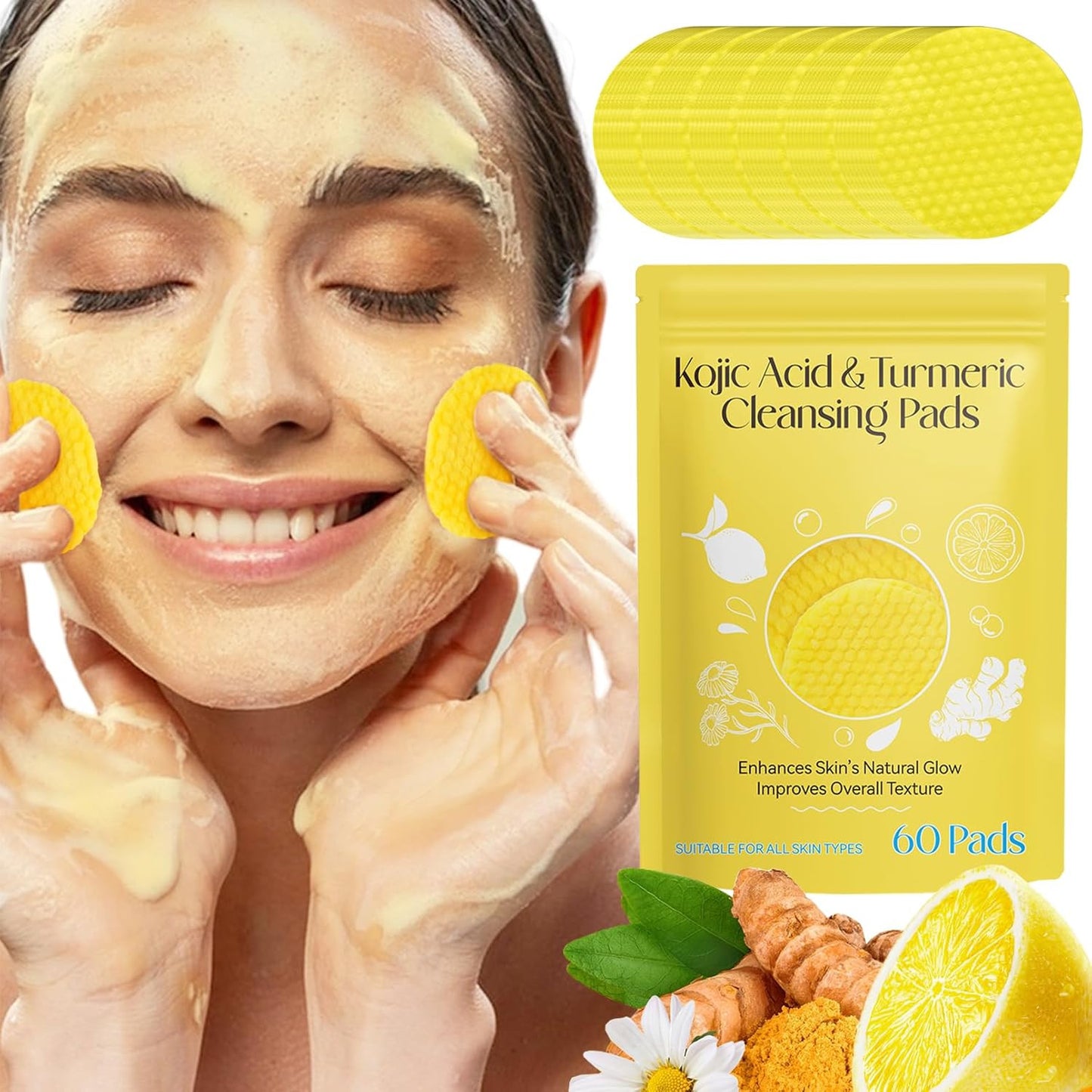 Kojic Acid Cleansing Pads Kojic Acid Pads Turmeric Cleansing Pads for Dark Spots