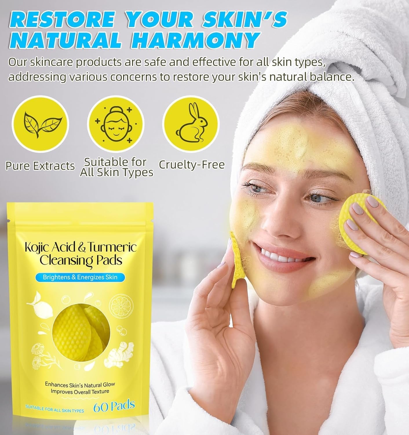Kojic Acid Cleansing Pads Kojic Acid Pads Turmeric Cleansing Pads for Dark Spots