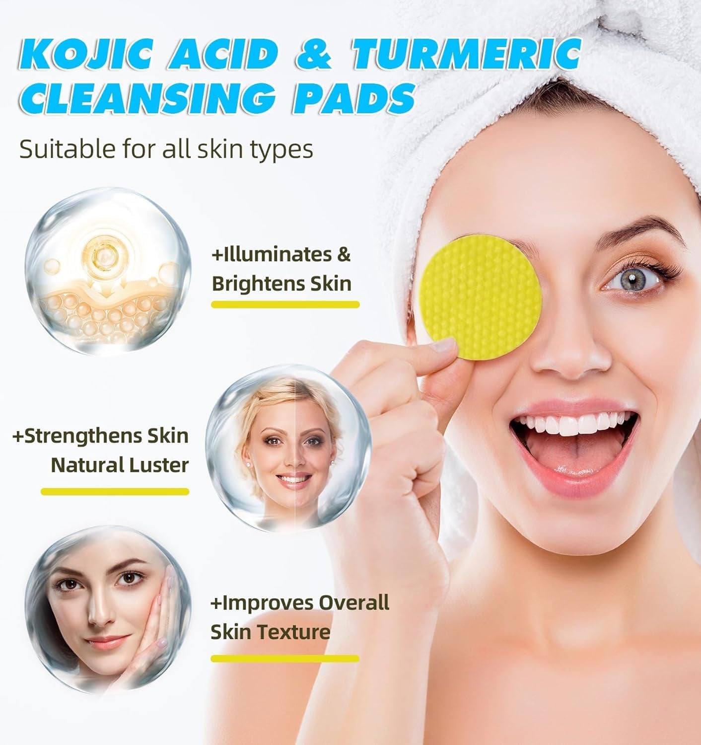 Kojic Acid Cleansing Pads Kojic Acid Pads Turmeric Cleansing Pads for Dark Spots