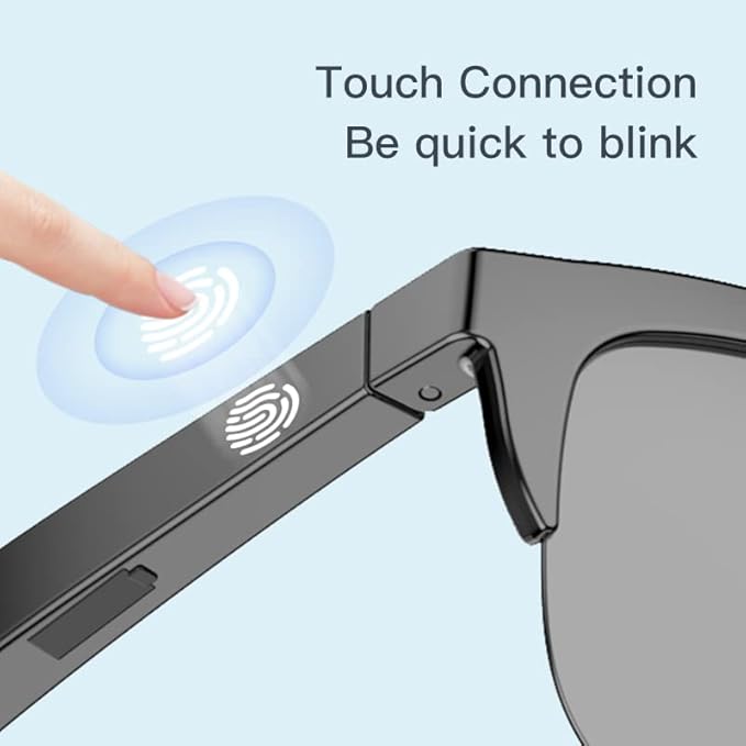 Smart Wireless Bluetooth Glasses, Voice Control& Microphone & Speakers Touch, Outdoor UV Glasses