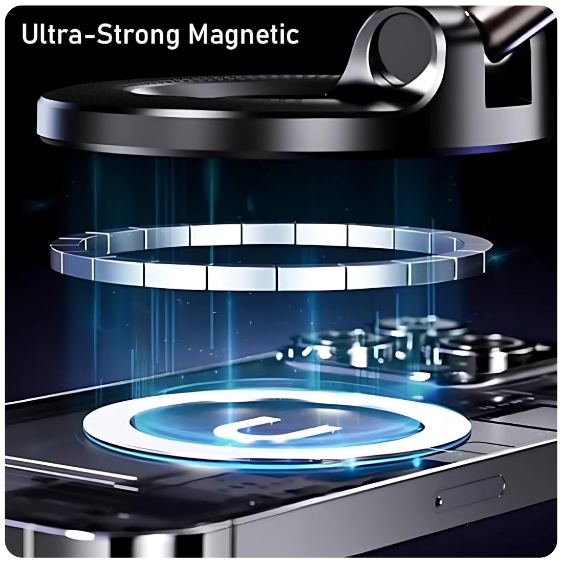 Upgraded Vacuum Suction Cup Magnetic Phone Holder Stand for Magsafe, Adjustable Swivel Lock for Car/Gym/Mirror/Kitchen/Smooth Surface