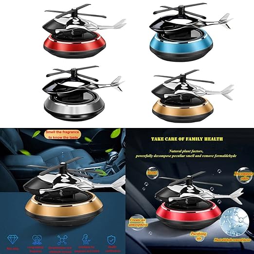 Solar Helicopter Air Freshener - Rotating Car Aroma Diffuser