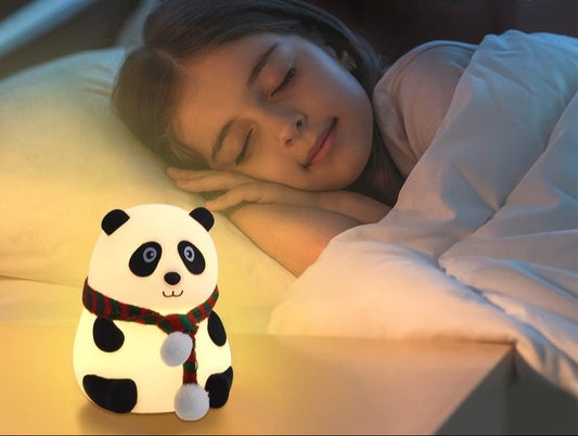 Rechargeable Silicone Panda Night Light for Kids | 7-Color LED Changing Lamp |Adorable Room Decor & Gift for Toddlers, Teens, & Valentine's Day Present|Soft BPA-Free Nightlight| Multicolour