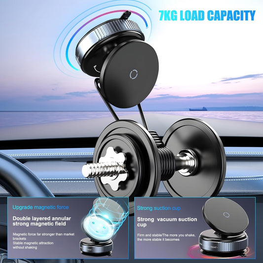 Magnetic Phone Holder for Car Strong Vacuum Suction Cup Mount with 360° Rotation