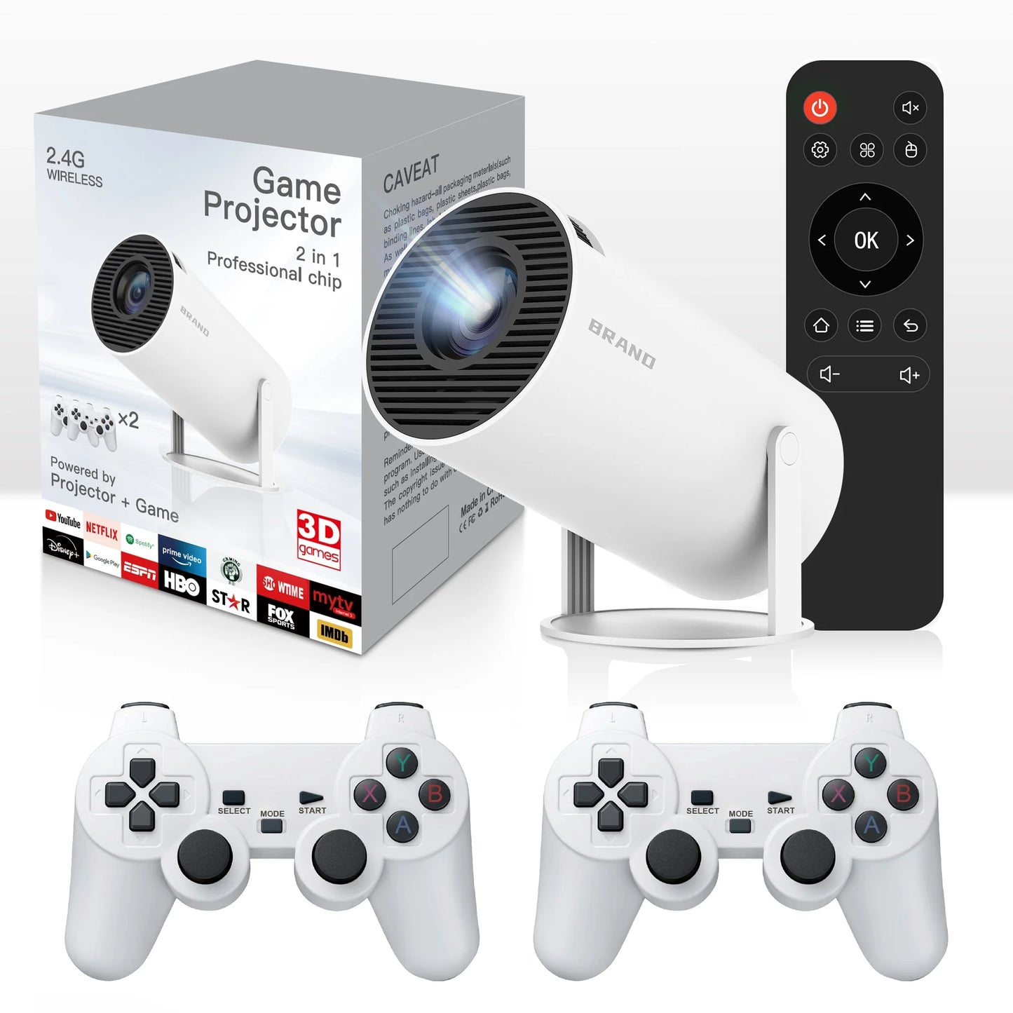 M300MAX Mini Game Video Projector 4K/HD/3D Supported WiFi 6, Bluetooth 5.4, Android 11, Auto Keystone for Home Theater/Play Games