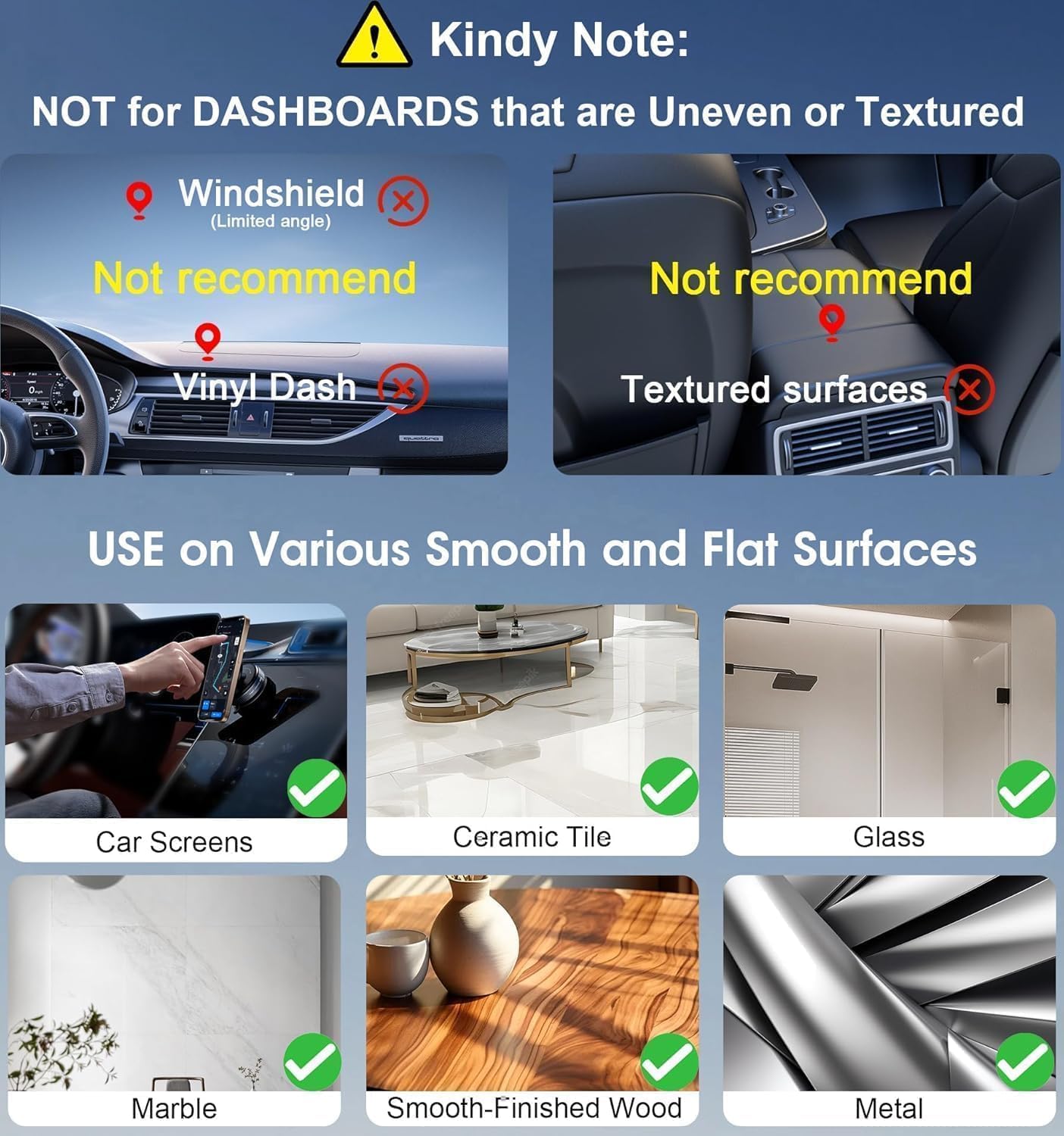 Magnetic Phone Holder for Car Strong Vacuum Suction Cup Mount with 360° Rotation