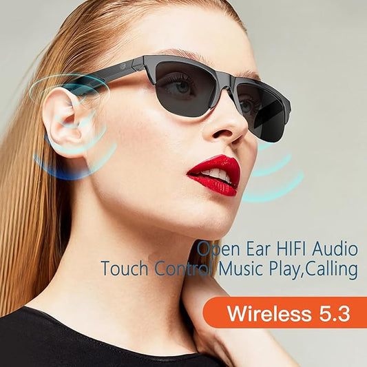 Smart Wireless Bluetooth Glasses, Voice Control& Microphone & Speakers Touch, Outdoor UV Glasses