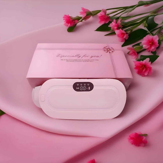 Portable Cordless Heating Pad for Menstrual Cramps Relief, for Stomach, 3-Speed Temperature Adjustment and 4-Speed Massage Modes, Back and Belly Heating Pad for Women Pink Color
